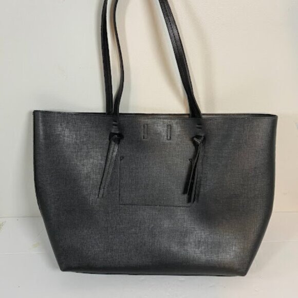 Indigo Women's Black Leather Handbag Tote Bag Large - Picture 2 of 6